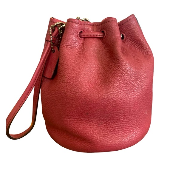COACH PETAL Mini Bag Coach Drawstring Pouch Pink Wristlet F56581 🌸. Leather - Picture 2 of 9